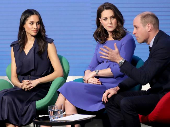 LONDON, ENGLAND - FEBRUARY 28:  Prince Harry, Meghan Markle, Catherine, Duchess of Cambridge and Prince William, Duke of Cambridge attend the first annual Royal Foundation Forum held at Aviva on February 28, 2018 in London, England. Under the theme 'Making a Difference Together', the event will showcase the programmes run or initiated by The Royal Foundation.  (Photo by Chris Jackson - WPA Pool/Getty Images)