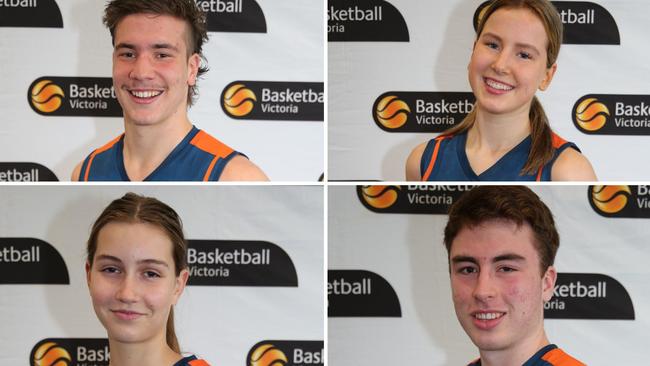 Kristian Ferronato (top left), Edie Clarke (bottom left), Amy Kurkowski (top right) and Ethan Bolton (bottom right) have all been invited to the national camps. Photos: Basketball Victoria.