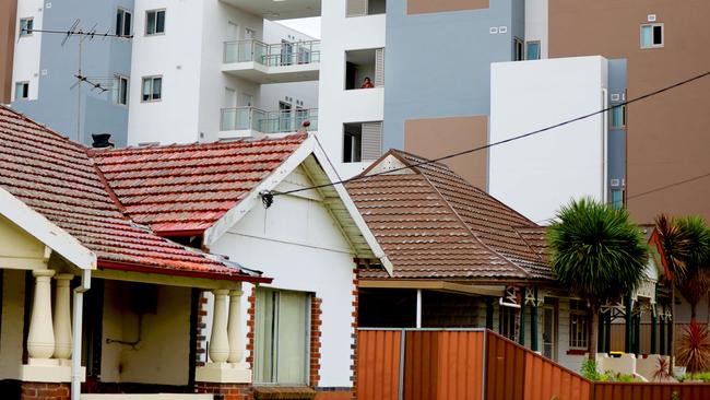 Unit blocks dwarf standalone houses at Veron St. Picture: Angelo Velardo