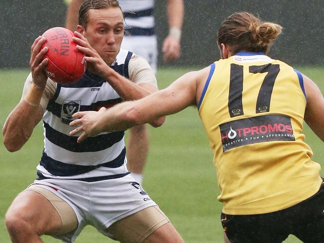 Jono Haidon (right) in action for Sandringham. Picture: Mark Wilson