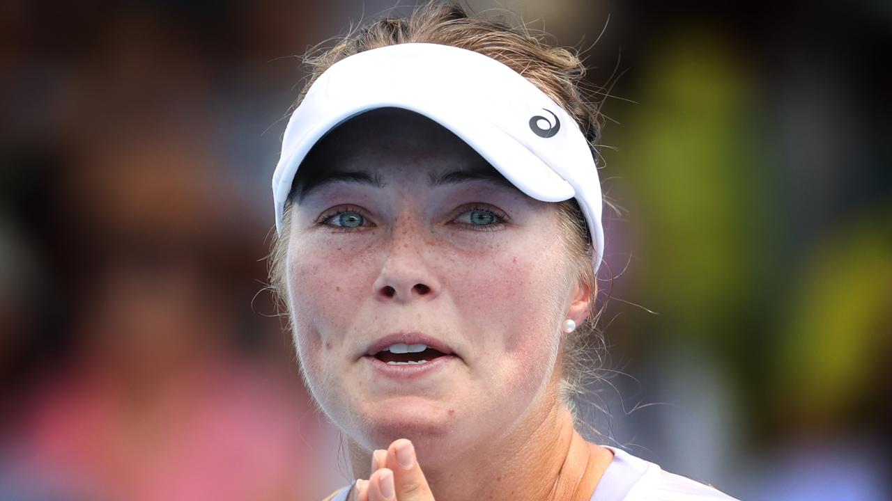2023 Australian Tennis Open. Day 1. Australian Olivia Gadecki defeats Polina Kudermetova to progress to the second round. Olivia emotional after winning her first round game. Picture: David Caird