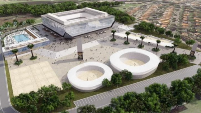 An artist impression for the volleyball and entertainment centre in Astolabe Park, Daceyville