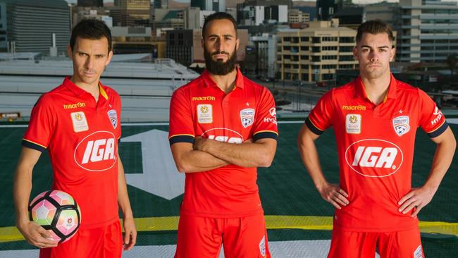 Isaias, Tarek Elrich, Ben Garuccio in the club’s new home kit.