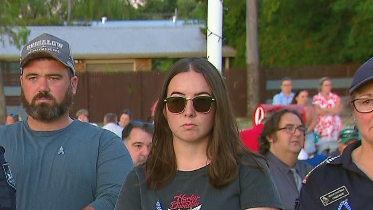 Survivor of the Wieambilla police shooting, Constable Keely Brough, is tonight honouring the victims of the attack at a candlelight vigil service in the nearby town of Chinchilla. Picture: Nine News