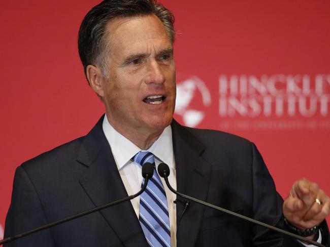 Stinging indictment ... former Massachusetts Governor Mitt Romney says a vote for Trump is a vote for Clinton. Picture: George Frey/Getty Images/AFP