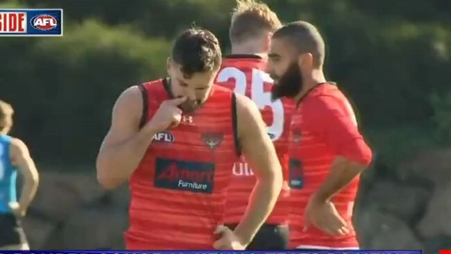 Conor McKenna during Essendon's training on Friday. Picture: Seven News