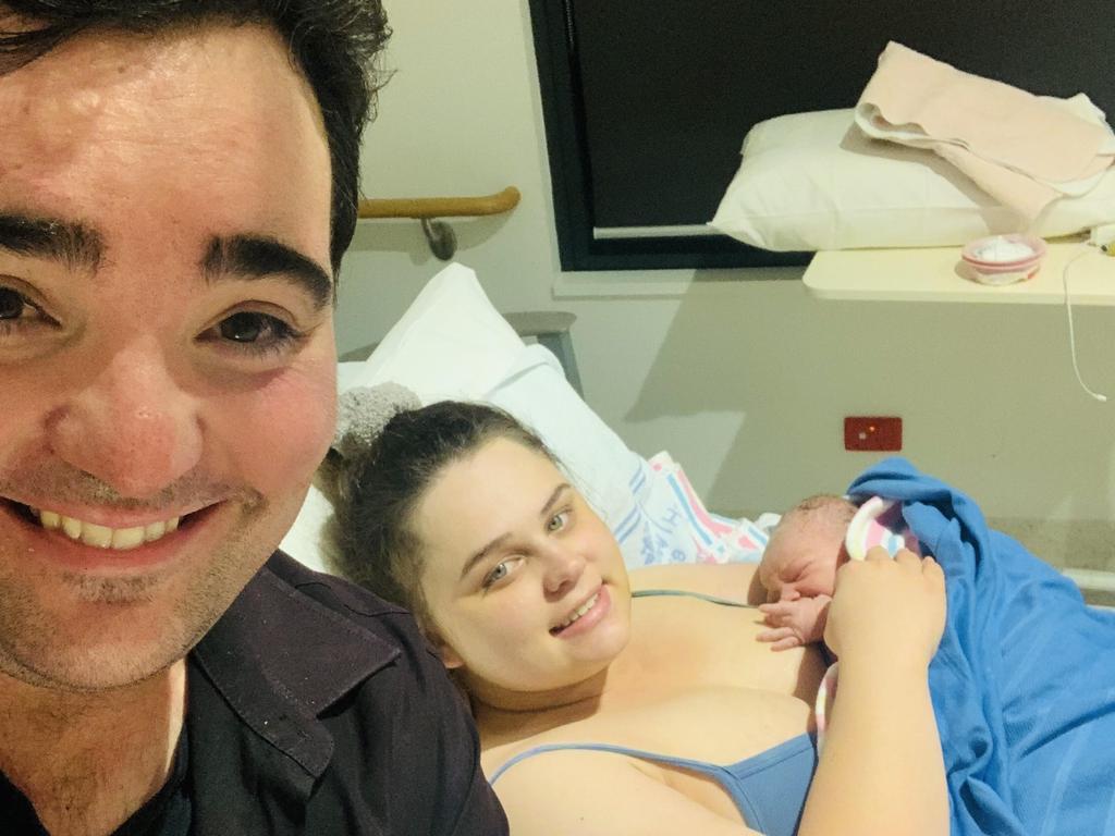 Jason Owen and his wife Bec welcomed their first child into the world on Thursday morning. Picture: Supplied