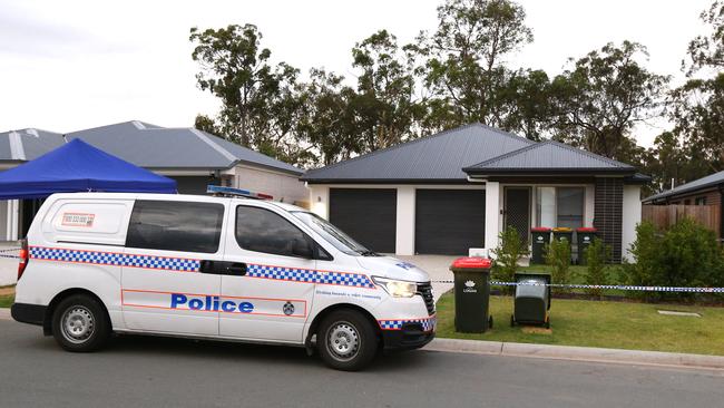 A crime scene has been established after a body was found during a welfare check on Pierro Place in Logan Reserve. Picture David Clark