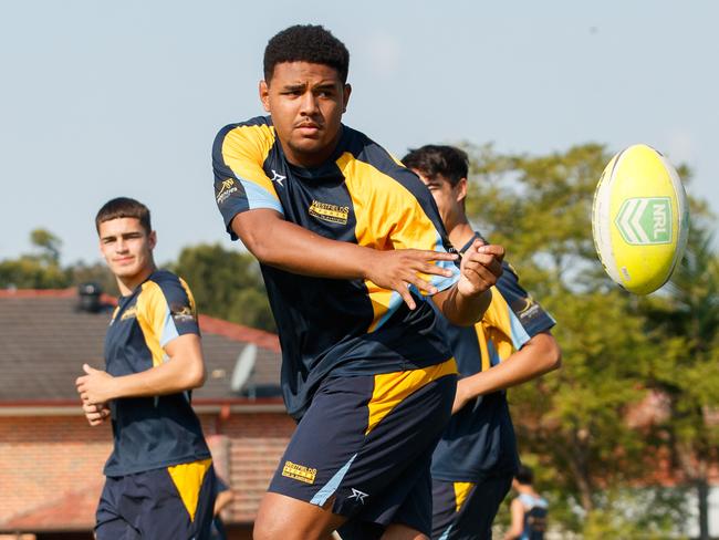 NRL Schoolboy Cup 2021. Players from ÃWestfields Sports High SchoolÃ in West Fairfield, Sydney.Players in training session.Photo: Tim Pascoe