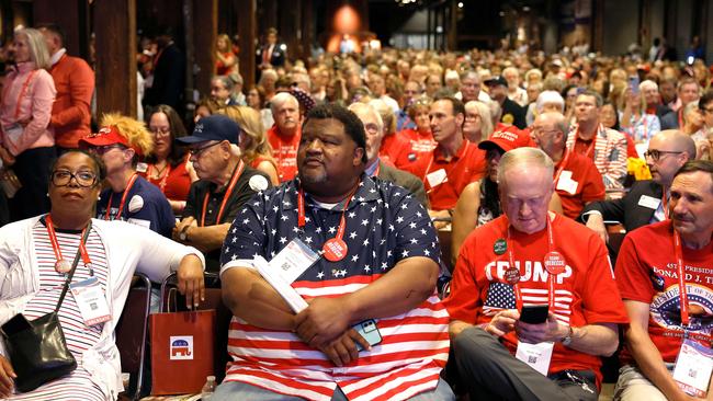 Attendees listen to Mr Trump’s speech at the Georgia state GOP convention. Picture: Anna Moneymaker / Getty Images via AFP