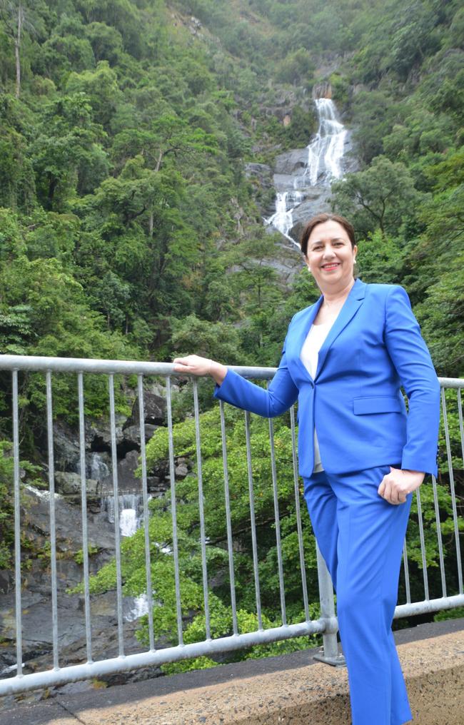 Premier Annastacia Palaszczuk at Barron Gorge Hydroelectric Station in Cairns. She today revealed the government would invest in a multi-billion renewable energy plan. Picture: Bronwyn Farr