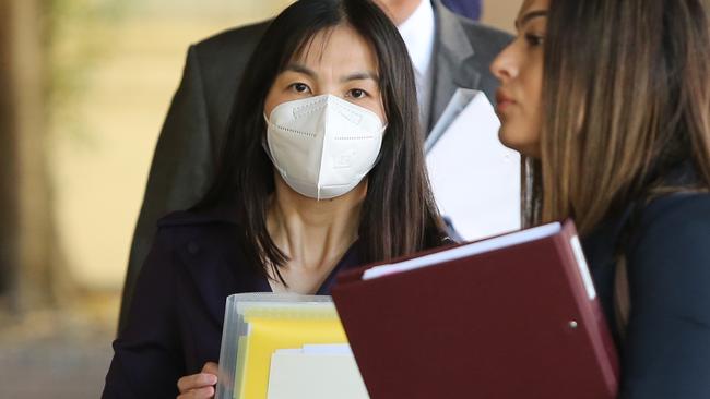 Jun Yue arriving at an earlier court appearance. Picture: Richard Dobson