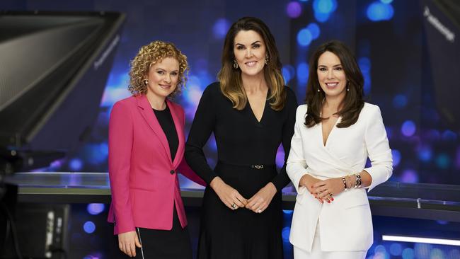 Sky News Anchors Amanda Stoker, Peta Credlin, and Laura Jayes will lead political coverage for the network in the New Year. Picture: Supplied
