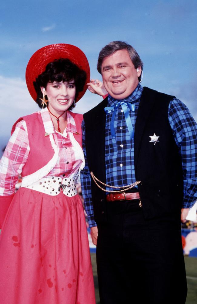 Billy J Smith and co-host Fiona McDonald in 1986 on the set of It’s A Knockout, which was screened nationally.