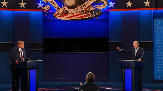 Donald Trump and Joe Biden exchange arguments during the first presidential debate. Picture: AFP