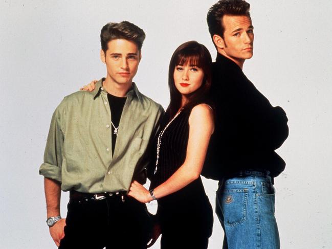 Iconic. Jason Priestle, Shannon Doherty and Luke Perry at the height of their 90210 fame. Picture: Supplied