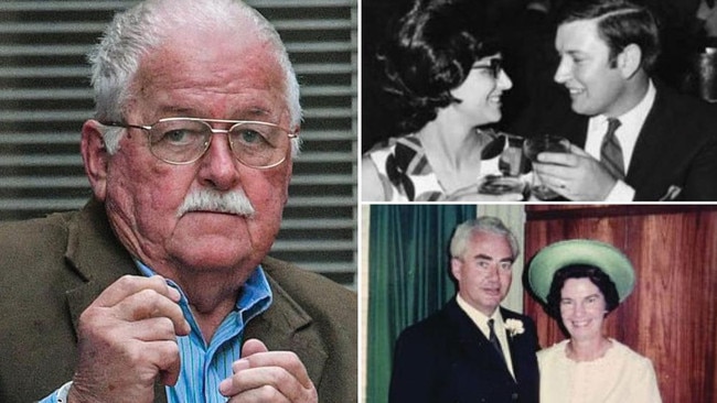 Family court bomber Leonard John Warwick, left. Among his victims were Graham Wykes, pictured top right with wife Joy, and, below right, Pearl Watson, wife of Justice Ray Watson.