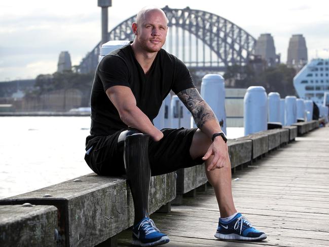 Paul De Gelder, who lost a hand and a leg when victim of an shark attack suspected to be a bull shark in Sydney Harbour.