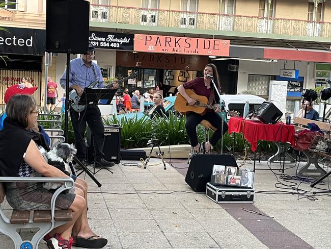 Live music at the Christmas street party.