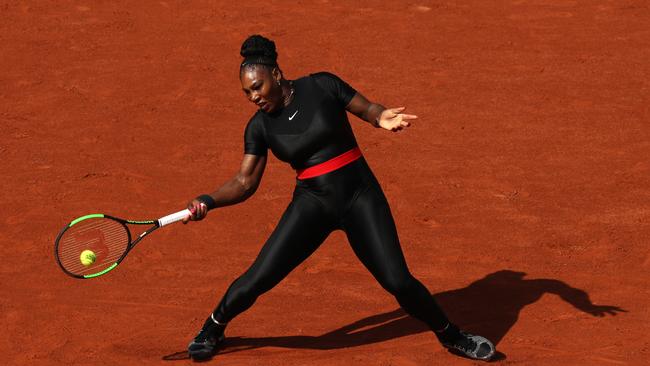 PARIS, FRANCE - MAY 29:  Serena Williams of The United States plays a forehand during her ladies singles first round match against Kristyna Pliskova of Czech Republic during day three of the 2018 French Open at Roland Garros on May 29, 2018 in Paris, France.  (Photo by Matthew Stockman/Getty Images)