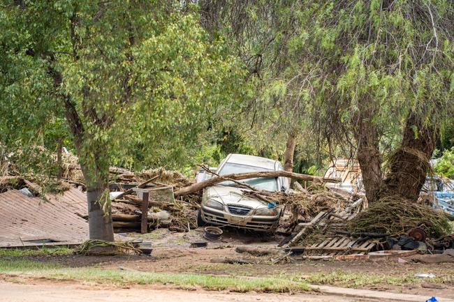 Huge storms late Sunday caused a massive flash flood in the middle of the night in Eugowra, with houses washed off their foundations, and cars and other items strewn though the town. Picture: Chris Watson/Farmpix Photography