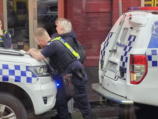 A man was covered in blood after a harrowing attack on a Melbourne tram, leaving commuters horrified.