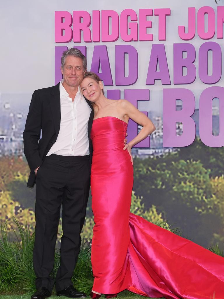 Grant and Zellweger at the world premiere of the fourth <i>Bridget Jones</i> film in London. Picture: Yui Mok/PA Images via Getty Images