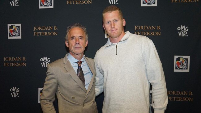 Crows star Reilly O'Brien has posed with controversial public figure Jordan Peterson. Picture: Instagram / Reilly O'Brien