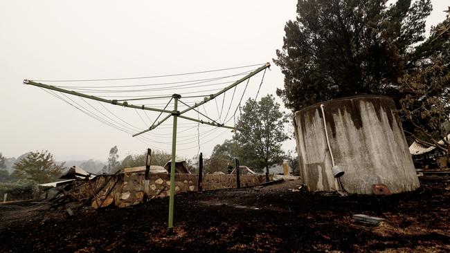 A burnt-out house on a property in the Cann Valley, north of Cann River in Victoria. Picture: Getty Images