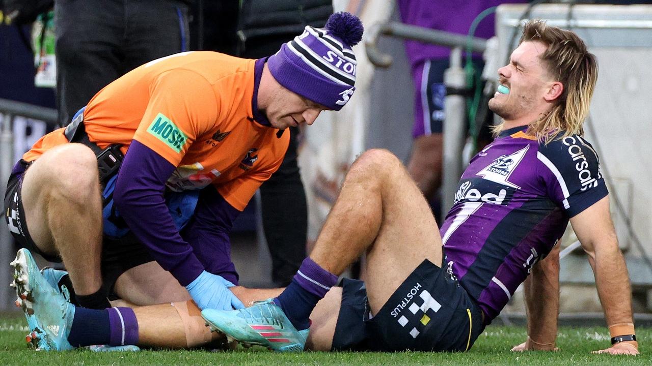 Ryan Papenhuyzen is recovering from a shocking knee injury. Picture: NRL Photos