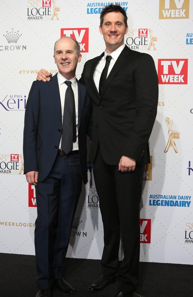 Tom Gleisner and Ed Kavalee at the 58th annual TV Week Logie Awards. Picture Julie Kiriacoudis