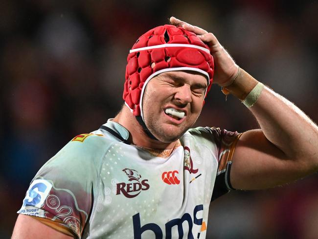CHRISTCHURCH, NEW ZEALAND - JUNE 06: Harry Wilson of the Queensland Reds reacts during the Super Rugby Pacific Qualifying Final match between Crusaders and Qld Reds at Apollo Projects Stadium, on June 06, 2025, in Christchurch, New Zealand. (Photo by Kai Schwoerer/Getty Images)