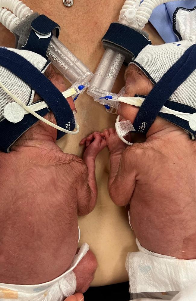 Twins Lucas and Bailey were born at just 27 weeks. Picture: supplied