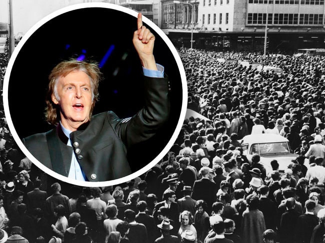 Paul McCartney inset on Adelaide Beatles crowd