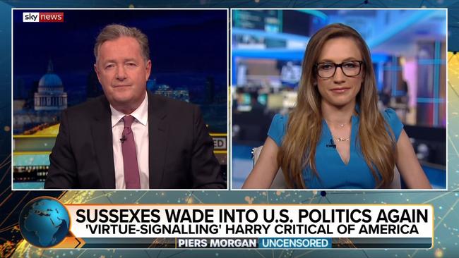 Fox News contributor Kat Timpf appeared on Piers Morgan Uncensored. Picture: Sky News/Flash.