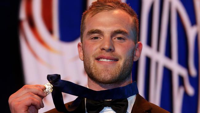 Tom Mitchell with his Brownlow. Picture: Michael Klein