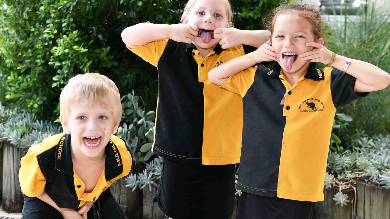 My First Year: Mulgildie State School Preps, Leon, Sophia, Hannah. Picture: Patrick Woods.