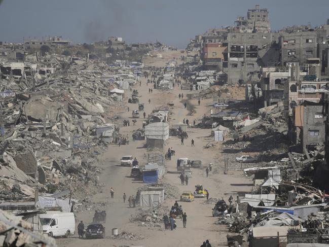 Displaced Palestinians fleeing Beit Lahia amid ongoing Israeli military operations in the Gaza Strip arrive in Jabalia, northern Gaza. Picture: AP