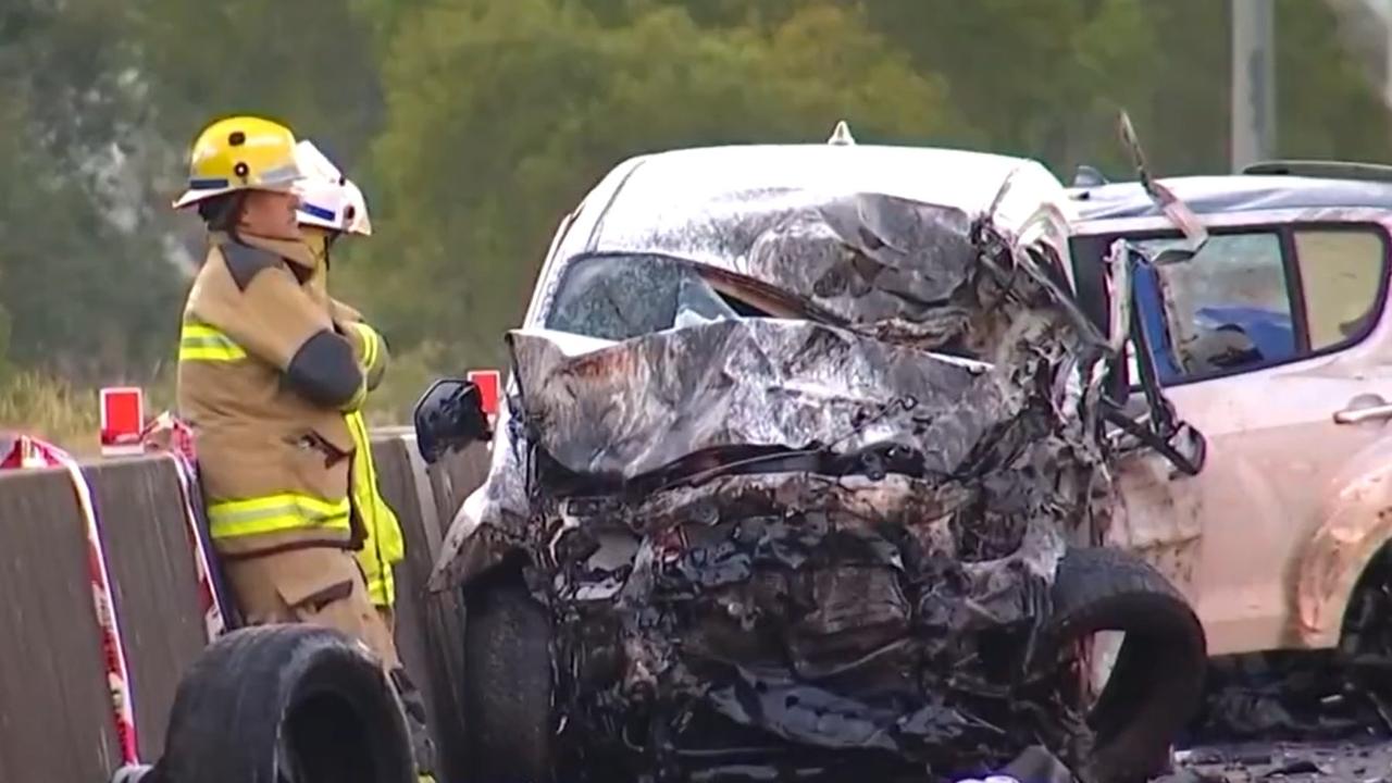 Two of the vehicles that were involved in the crash. Picture: 7 News