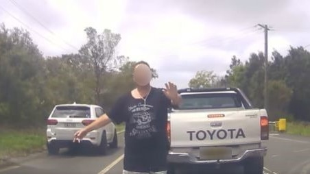 Dashcam footage shows the man ushering the woman to pull over. Picture: Facebook/ Dash Cam Owners Australia