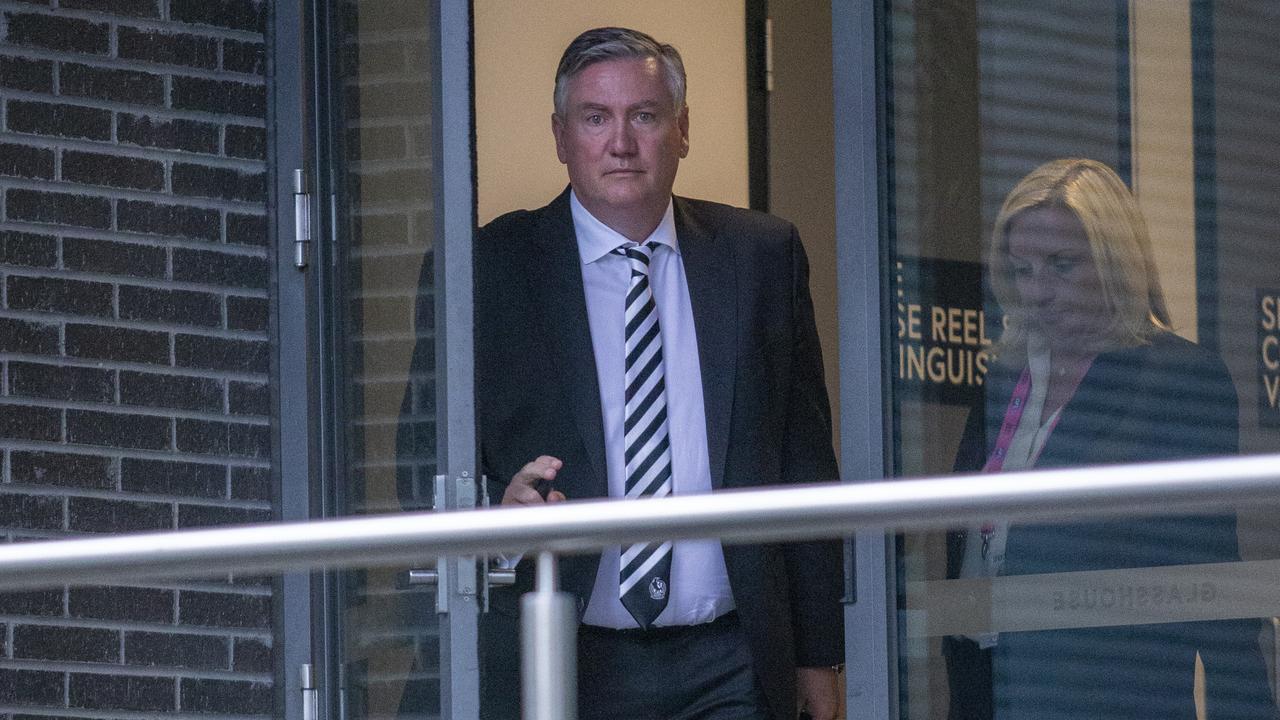 McGuire leaving the Collingwood AGM last week.