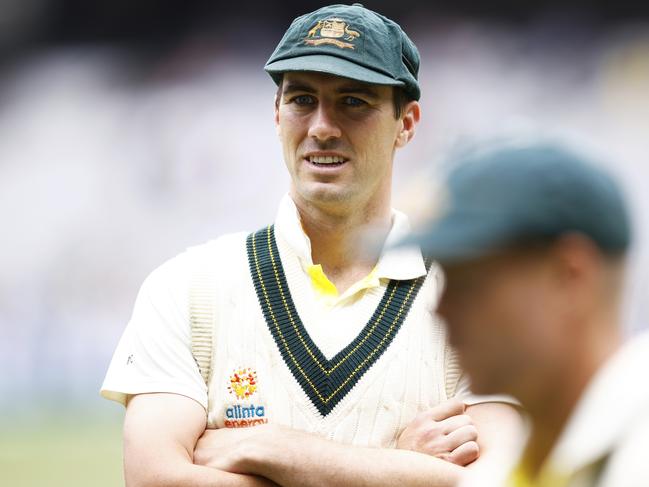 MELBOURNE, AUSTRALIA - DECEMBER 29: Pat Cummins of Australia looks on at the conclusion of day four of the Second Test match in the series between Australia and South Africa at Melbourne Cricket Ground on December 29, 2022 in Melbourne, Australia. (Photo by Daniel Pockett/Getty Images)