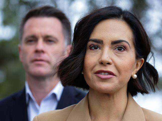 SYDNEY, AUSTRALIA - NewsWire Photos JUNE 14, 2021: Shadow Minister for Education Prue Car addresses the media with NSW Labor Leader Chris Minns in Leppington, Sydney Australia. Picture: NCA NewsWire / Gaye Gerard