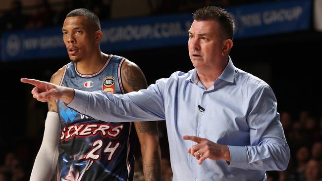 ADELAIDE, AUSTRALIA - DECEMBER 09: Scott Ninnis interim coach of the 36ers  during the round 10 NBL match between Adelaide 36ers and Cairns Taipans at Adelaide Entertainment Centre, on December 09, 2023, in Adelaide, Australia. (Photo by Sarah Reed/Getty Images)