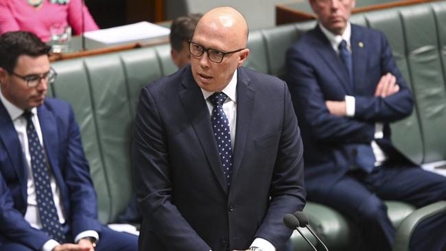 Opposition Leader Peter Dutton in question time. Picture: NCA NewsWire / Martin Ollman