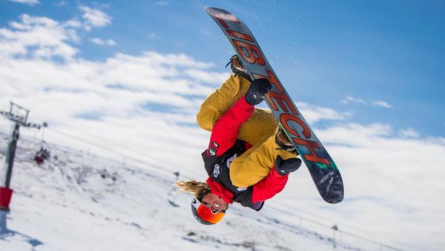 Queensland surfer turned snowboarder Jesse Parkinson getting some air.