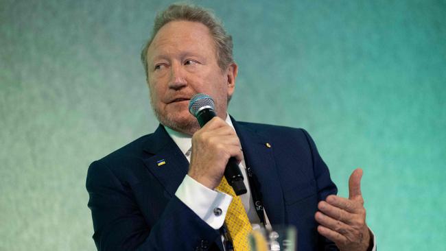 Andrew Forrest says his Minderoo Foundation ‘provided Israel a fully financed solution to enable the flow of thousands of tonnes of aid to enter Gaza securely and efficiently’. Above, he is speaking during the 50th ASEAN-Australia Special Summit in Melbourne. Oixture: Penny Stephens/Summit/AFP