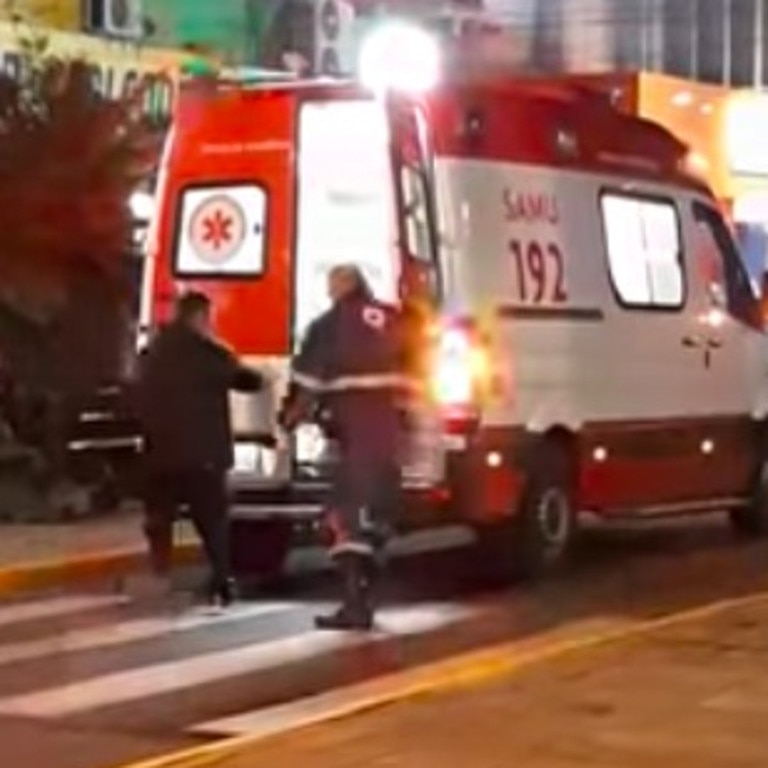 Luckily paramedics noticed the dog and helped her get inside the vehicle to be with her owner. Picture: Anderson Bahi/Facebook