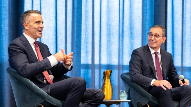 Opposition Leader Peter Malinauskas with the Premier Steven Marshall at The Advertiser’s Building a Bigger, Better South Australia event on March 4. Picture: Morgan Sette