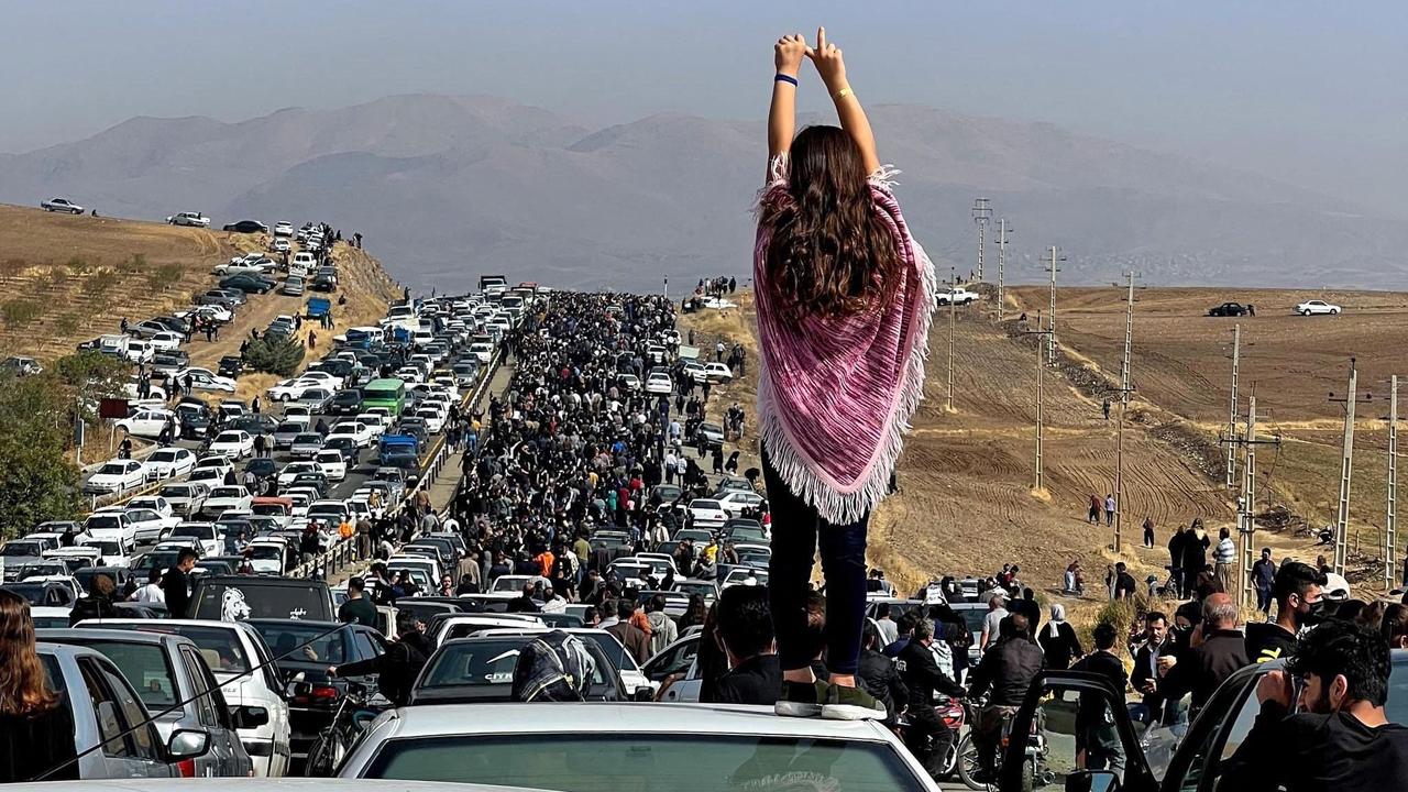 Protests erupted worldwide after the death of Mahsa Amini. More than 100 Iranians face death over their involvement. Picture: UGC / AFP.